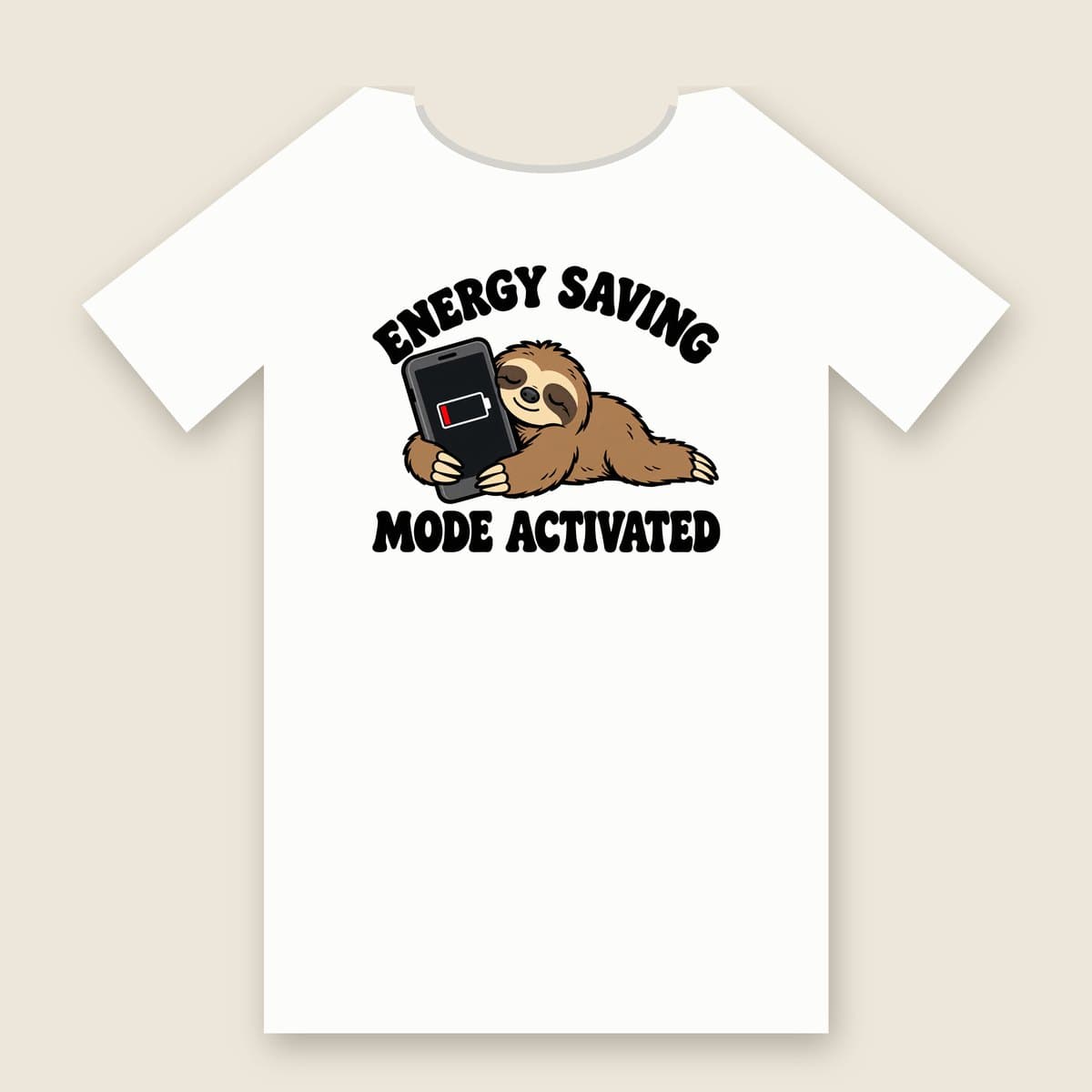 Energy Saving Mode Activated t-shirt in White, laid flat
